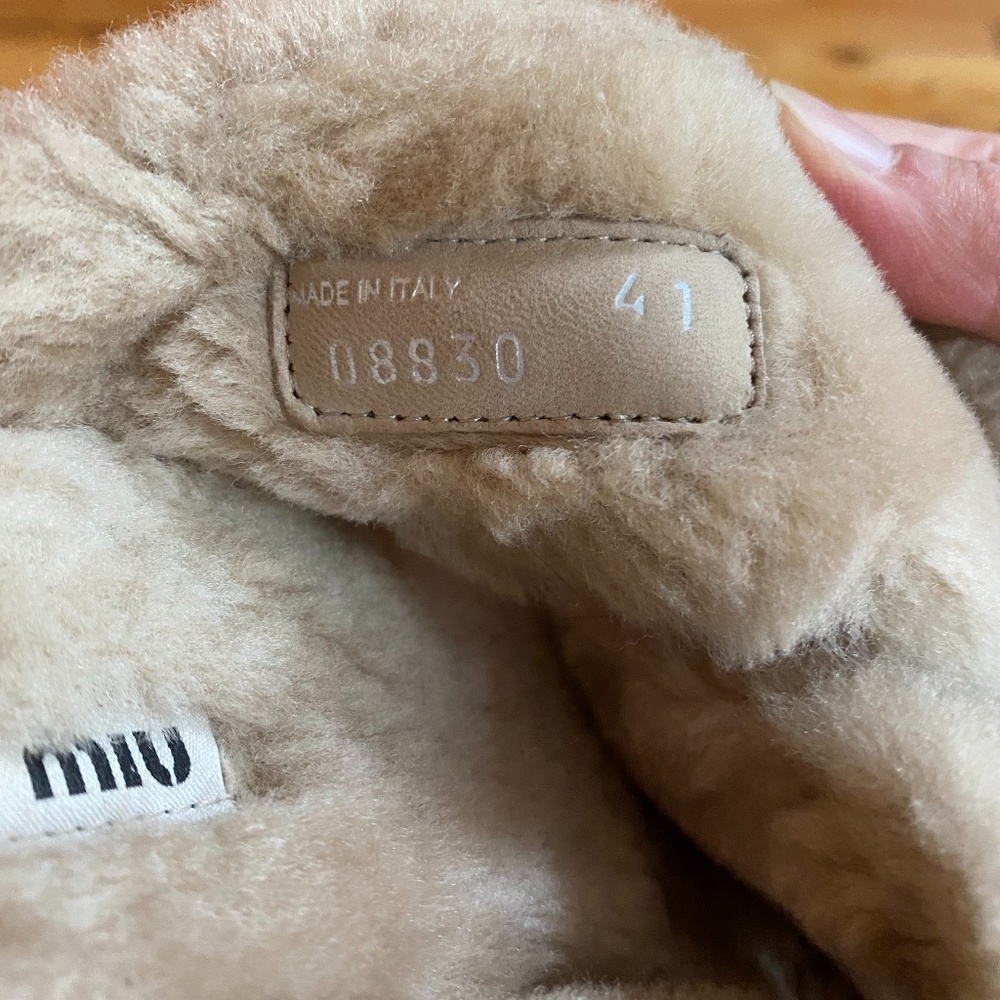 EUC Miu Miu Fur Shearling Crisscross Platform Slides - Picture 5 of 5